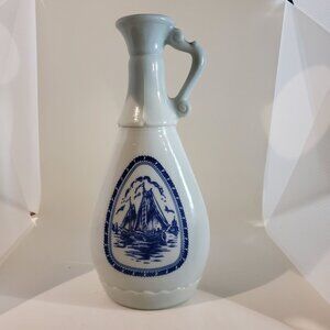 Vintage Jim Beam Whiskey Decanter Bottle Delft Blue Sailboat Windmill 1963